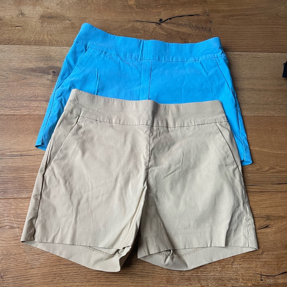 Set of 2 shorts - blue pair and khaki pair, both size M